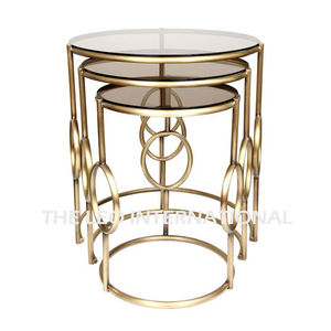 Mesa de Centro de Lujo para Sala de Estar u Oficina, Diseño de Árbol en Aluminio y Metal con Tapa de Vidrio, Color Gris, Muebles de Alta Calidad - Product Image 4