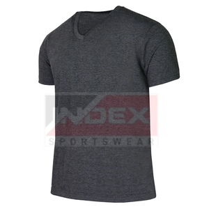 Camiseta de algodón con cuello en V para hombre, manga corta, informal, transpirable, tejido jersey, corte regular, con logo estampado en la parte delantera. - Product Image 3