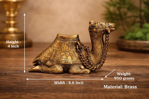 SHUBHAM Handcrafted Solid Brass Camel <b>Statue</b> with Decorative Chain Vintage Camel Figurine Animal Showpiece for Home & Office - Product Image 4