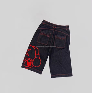 Short ample en jean pour hommes, vêtements de plage et de gym, short brodé le plus vendu pour hommes - Product Image 5