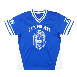 Maillot de football Zeta Phi Beta bleu roi, maillot de sororité ZPB pour femmes, chemise athlétique à col en V, vêtements grecs, style HBCU - Product Image 1