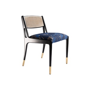 Modern Design Dining Chair Solid Teak Wood <b>Frame</b> with Woven Rattan Backrest and Upholstery Seat for Indoor Use - Product Image 1
