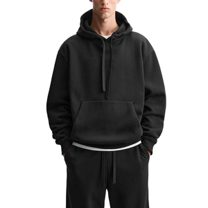 Sweat à capuche unisexe surdimensionné – Mélange de coton, encolure croisée, ourlet et poignets côtelés, couleur Avoine - Product Image 3