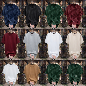 T-shirts vierges en coton de haute qualité pour hommes, coupe lourde, design épaules tombantes, col côtelé, coupe oversize, à bas prix - Product Image 5