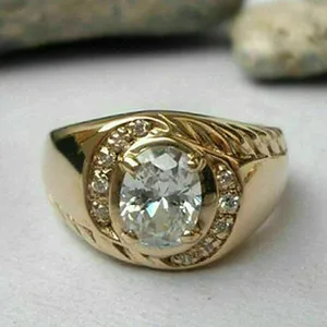 Moissanite Engagement <b>Ring</b> 925 Sterling <b>Silver</b> Gold Plated Luxury Vintage Wedding Brilliant Cut Stone Fine Jewelry Gift for <b>Men</b> - Product Image 5