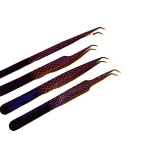 Pinzas Curvas Profesionales con Recubrimiento de Plasma – Pinzas de Precisión Antiestáticas de Acero Inoxidable para Extensión de Pestañas - Product Image 5