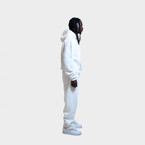 Ensemble 2 pièces pour homme, survêtement décontracté streetwear respirant en polaire épaisse avec cordon de serrage, pantalon et sweat à capuche, grandes tailles - Product Image 2
