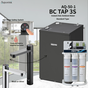 Dispensador de Agua Bajo Fregadero de Lujo Aquatek BC Tap 3S |   Caliente/Amplio rango de temperatura |   Acero Inoxidable de Grado Médico |   Sistema de Ósmosis Inversa de 5 Etapas (AQ-50-1) - Product Image 1