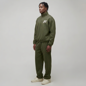 2026 <b>men's</b> Quarter Zip Sweatshirt Tracksuit Relaxed Fit Fleece <b>Pullover</b> Set Custom Quarter Zip Sweatshirt Set USA Wholesale Bulk - Product Image 2
