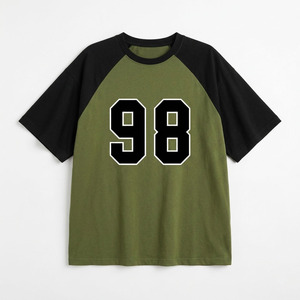 Premium Oversized Olive Green <b>Raglan</b> women's shirt Custom Number Print Drop Shoulder Loose Fit Varsity Streatwear Boxy Fit Tee - Product Image 4