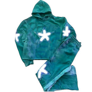 Ensemble de survêtement streetwear personnalisé vintage pour homme, comprenant un sweat à capuche zippé délavé à l'acide et un pantalon de jogging évasé à jambe droite - Product Image 6