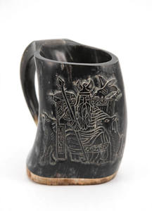 Venta al por Mayor de Tazas Vikingas de Cuerno de Búfalo con Grabado Artesanal, Estilo Rústico Antiguo, Decoración para Bar en Casa - Product Image 1