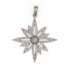 Colgante de Diamantes con Diseño de Estrella, Plata de Ley 925, Joyería Natural para Mujer, 40x36MM, Chapado en Rodio Negro Vintage, para Boda - Product Image 1
