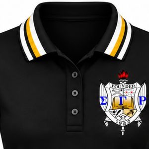 เสื้อโปโล Sigma Gamma Rho สีดำ เสื้อคอปกแขนสั้นสำหรับผู้หญิง ลายตัวอักษรกรีก เสื้อยืดแฟชั่นสำหรับชมรมนักศึกษา เสื้อผ้าลำลองสำหรับเล่นกีฬากอล์ฟ - Product Image 5