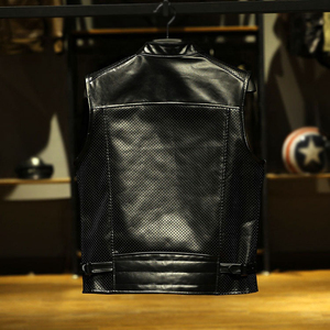 Best Real Leather Waistcoat Male Manufacturer <b>Utility</b> Casual Cowhide Motorcycle Sleeveless Jacket <b>Vests</b> - Product Image 6