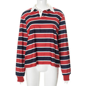 Fashion Contrast <b>Striped</b> <b>Long</b> <b>Sleeve</b> Tops Women's Patchwork <b>Shirts</b> - Product Image 5