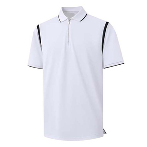 T-shirt zippé pour homme, respirant, tricoté, manches courtes, grande taille, logo personnalisé, décontracté, pour le golf, séchage rapide, design personnalisé - Product Image 1