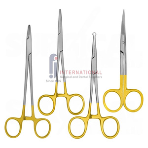 FJ INTERNATIONAL Juego de 4 Tijeras Quirúrgicas de Acero Inoxidable con Mangos Dorados, Instrumentos de Cirugía General, Clase II, Certificación CE - Product Image 1