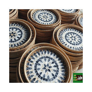 Elegant Lacquered Mother-of-Pearl Inlay <b>Tray</b> Mix Rattan Serving <b>Tray</b> Unique Mosaic Rattan <b>Tray</b> for <b>Coffee</b> <b>Table</b> Decor - Product Image 5