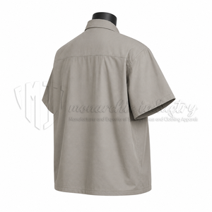 Custom <b>Men</b>’s Short Sleeve Full Zip <b>Shirt</b> <b>Utility</b> Casual Zipper <b>Shirt</b> OEM Private Label Manufacturer - Product Image 4
