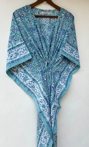 Nuevo Kaftán con Estampado Animal, Cuello en V, Cordón Ajustable, Estilo Flare, de Algodón Suave Indio, con Encaje, Largo, para Playa o Dama de Honor - Product Image 6