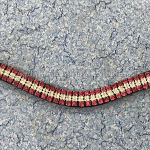 Frontal de cheval en cuir italien avec cristaux roses et argentés à quatre rangées, équipement d'équitation haut de gamme pour concours - Product Image 1