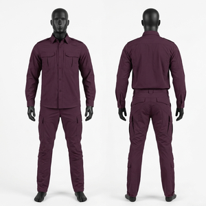 Mens Security Uniform 230 GSM Poly Cotton Twill Wine Color Tactical Cargo Shirt <b>Pants</b> Woven Label Logo Uniform Premium Wear - Product Image 1