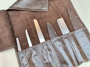 100% Genuine <b>Leather</b> Made <b>Knife</b> Storage Tools Bag Bulk Quantity Low MOQ Professional <b>Leather</b> Tools Bag <b>Roll</b> for Sale LKR-0234 - Product Image 3
