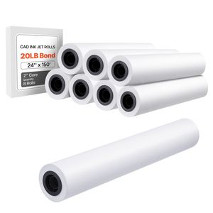 Rotolo di Carta per Formato Largo 24 pollici x 150 piedi per CAD, 8 Rotoli con Anima da 2 pollici, Carta Bond 20 LB, Rotoli di Carta per Ufficio - Product Image 5