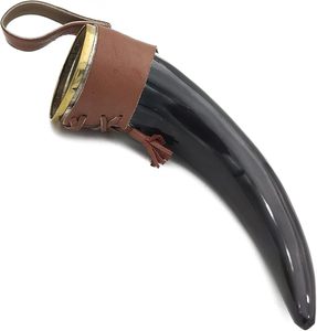 Cuerno de Buey Auténtico de Gran Tamaño, Estilo Vikingo, Simple, Personalizado, de Forma Natural, con Funda de Cuero, para Cerveza, Vino, Estilo Náutico - Product Image 1