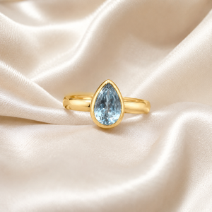 Radhey Krishna Jewellers RKJ-1618 Cute Natural Pear Blue Aquamarine Gemstone <b>Ring</b> Pure 925 Sterling <b>Silver</b> Handmade Bezel <b>Set</b> - Product Image 4