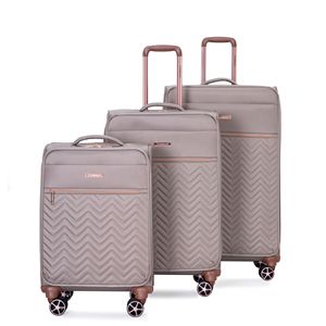 4 pezzi Softshell valigia Spinner Set di ruote Terylene leggero resistente in kaki comprese le taglie 16/20/24/28 - Product Image 5