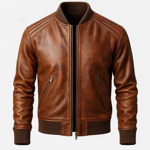 Veste en cuir pour homme au design personnalisé et tendance, avec col montant et logo sur le devant, fabriquée au Pakistan, veste d'hiver pour hommes et motards - Product Image 6