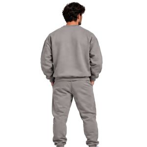 Conjunto Deportivo Informal para Hombre, Sudadera con Cuello Redondo y Estampado Gris Claro, Pantalones Jogger, Chándal de Forro Polar, Ropa Deportiva de Invierno para Gimnasio y Calle - Product Image 3
