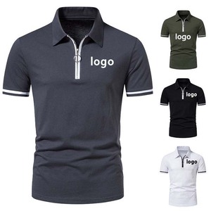 Polo de Manga Corta para Hombre con Cierre, Color Liso, Transpirable, Informal, Tejido de Punto, 100% Algodón, Diseño con Logotipo Frontal, Venta al Por Mayor - Product Image 1
