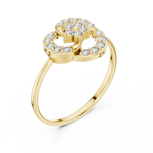 Anillo minimalista de oro amarillo macizo de 14k con forma de flor para mujer, con diamantes de corte brillante redondo y piedras cultivadas en laboratorio, para uso diario. - Product Image 3
