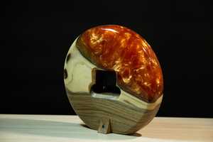 Contemporary Epoxy Resin Wooden <b>Table</b> <b>Clock</b> For Gifting & Homedecor Luxury Smooth Polish Finished Time Piece For Restaurant - Product Image 2