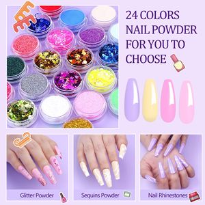 Kit Unghie Acriliche con Luce UV, 4 Colori di Smalto Gel e 24 Colori Glitter, Include Polvere Acrilica, Monomero Liquido - Product Image 6
