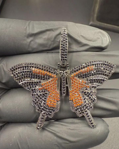 Pendentif Papillon Bicolore en Argent 925, Moissanite Ronde, Diamant, Bijoux Fins Hip Hop, Pendentifs et Breloques pour Hommes, Cadeaux d'Anniversaire - Product Image 1