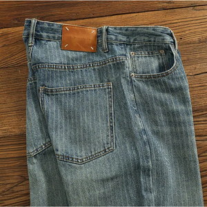 Straight Leg Denim <b>Jeans</b> <b>Men</b> <b>High</b> <b>Waist</b> Breathable Solid Button Stonewashed Cotton Casual Pants Winter Wear - Product Image 6