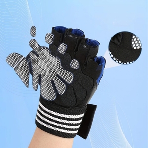 Gants de musculation en cuir de haute qualité, demi-doigts, respirants, compatibles écran tactile, antidérapants, avec enveloppement de poignet, pour le fitness - Product Image 3
