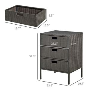 Armadietto portaoggetti da 32 pollici in vimini in Rattan con 3 grandi cassetti per la lotta contro le intemperie - Product Image 3