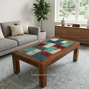 โต๊ะกาแฟไม้เนื้อแข็งสไตล์รัสติก งานแฮนด์เมด มินิมอล วินเทจ อุตสาหกรรม เฟอร์นิเจอร์ห้องนั่งเล่น ทำจากไม้เรือรีไซเคิล ขายส่ง - Product Image 5