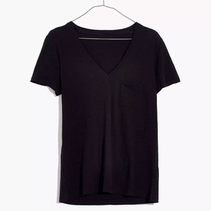 T-shirts pour femmes de taille standard de haute qualité, col en V, écologiques, 100% coton, hauts d'été - Product Image 2