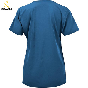 เสื้อสครับสำหรับผู้หญิง - เสื้อสครับคอวีแบบพับเก็บได้ ผ้าเนื้อยืด น้ำหนักเบา ดูแลรักษาง่าย - Product Image 4