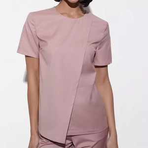 Uniforme de Enfermera Personalizado OEM, Blusa de Manga Corta con Botones en la Espalda, Uniforme Médico para Salón de Belleza, Logotipo, Color y Talla Personalizables - Product Image 5