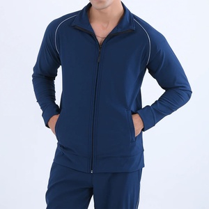 Chaqueta Deportiva Azul Marino para Hombre con Cierre Completo y Bolsillos Laterales, Diseño Deportivo de Secado Rápido, Corte Regular, Ropa de Otoño, Fabricante al por Mayor - Product Image 1