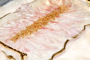 Handmade Rose Quartz Resin <b>Tray</b>: Gold Marbling <b>Vanity</b> <b>Tray</b> Epoxy Resin Serving <b>Tray</b> Resin Handmade <b>Tray</b> Used in the Hotel - Product Image 5