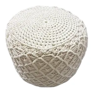定制手工波西米亚风格的印花Pouf，由棉质印花绳制成，适用于家庭、客厅