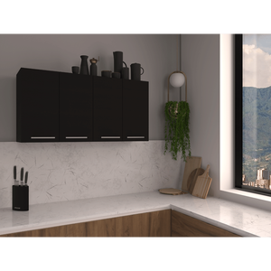 Armadio a Muro Oceana 120 di Depot E Shop, Quattro Ante, Due Unità, Due Ripiani, Nero, Mobili per Cucina - Product Image 1